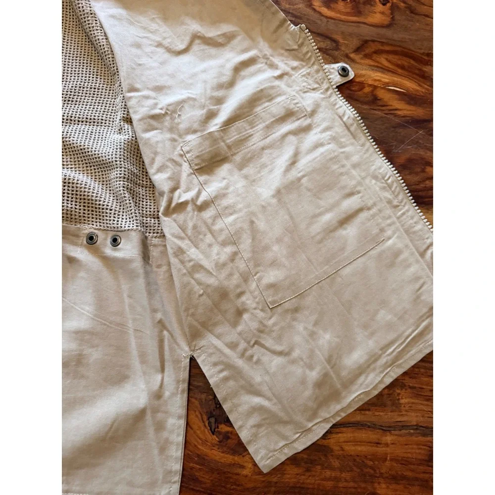 Humvee Mens Safari Photo Vest Khaki Cotton Utility Fishing Multi-Pocket Size M